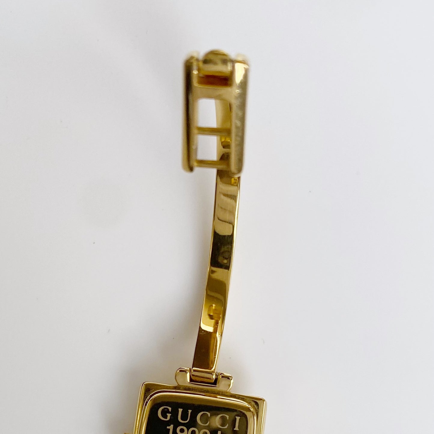 Gucci 1990s Square Gold Plated Bangle Watch