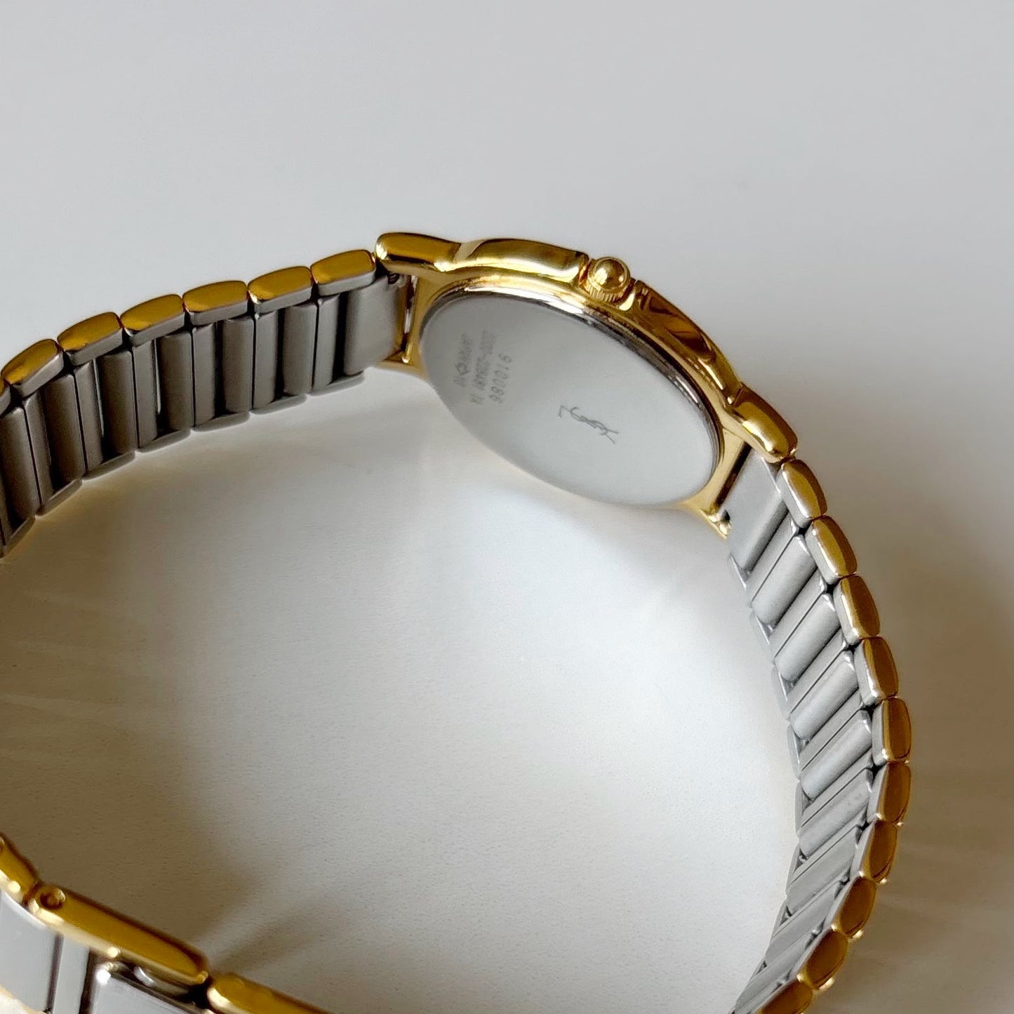 Yves Saint Laurent 1990s Round Dial Two Tone Gold Plated Watch