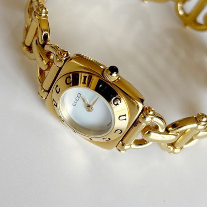 Gucci 1990s Seashell Dial Gold Plated Watch