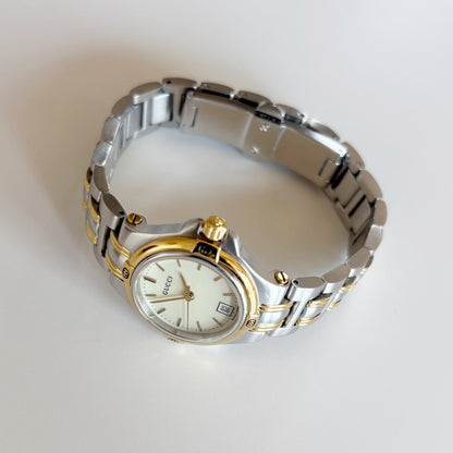 Gucci 1990s Date Round Dial Two Tone Watch
