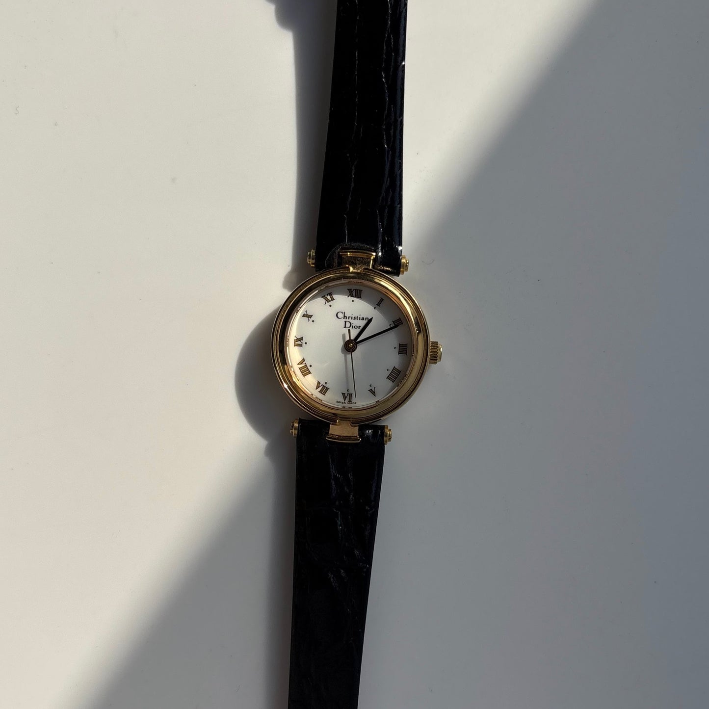 Dior 1990s Round Dial Gold Plated Watch