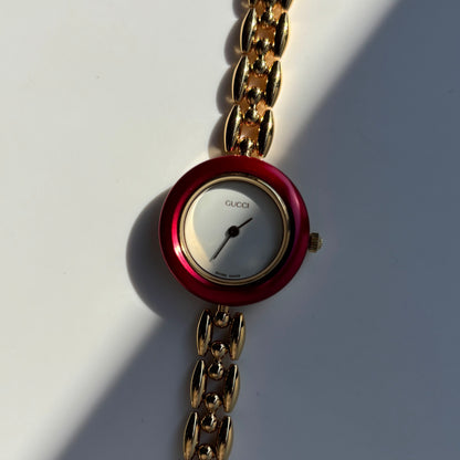 Gucci 1990s Interchangeable Bezel Gold Plated Rice Chain Watch with 6 bezels, case (175mm)