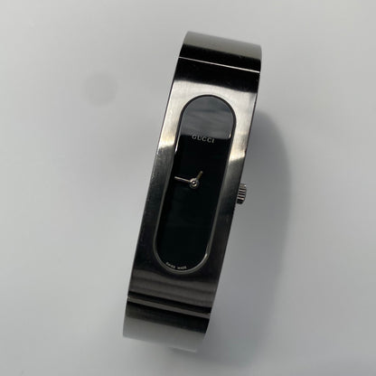 Gucci 1990s Black Dial Stainless steel Bangle Watch