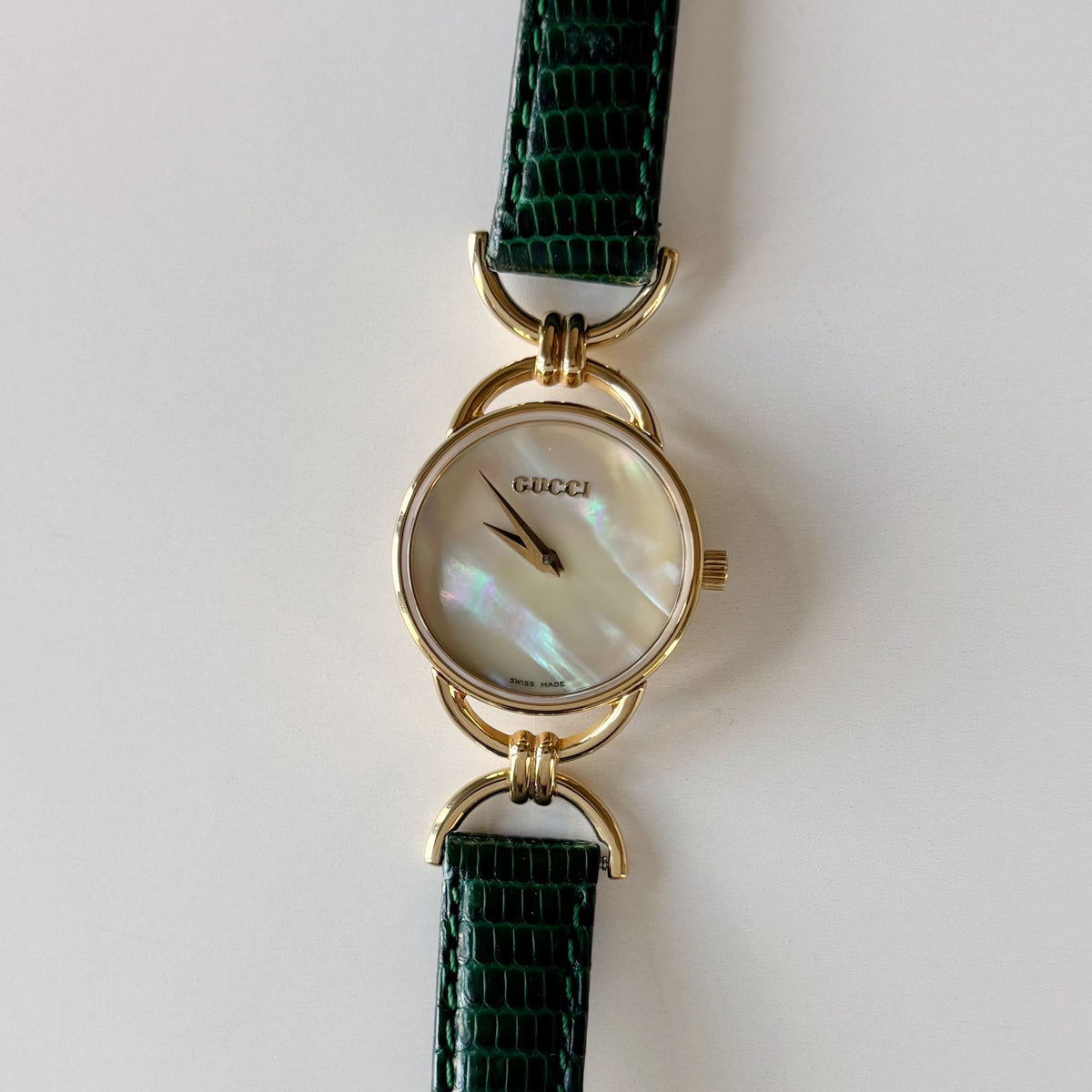 Gucci 1990s Seashell Dial Horsebit Watch