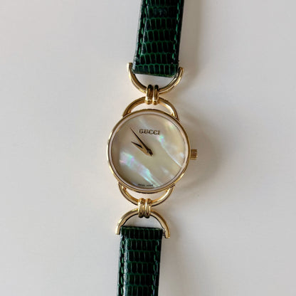 Gucci 1990s Seashell Dial Horsebit Watch