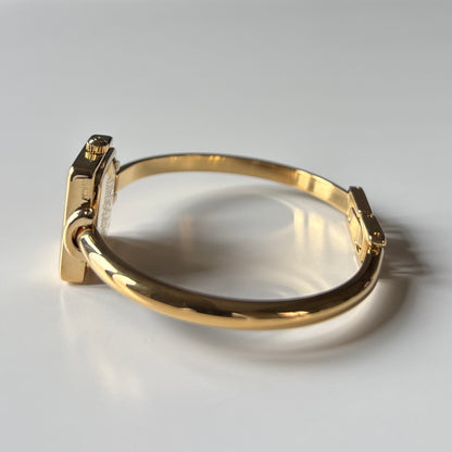 Gucci 1990s Square Dial Gold Plated Bangle Watch