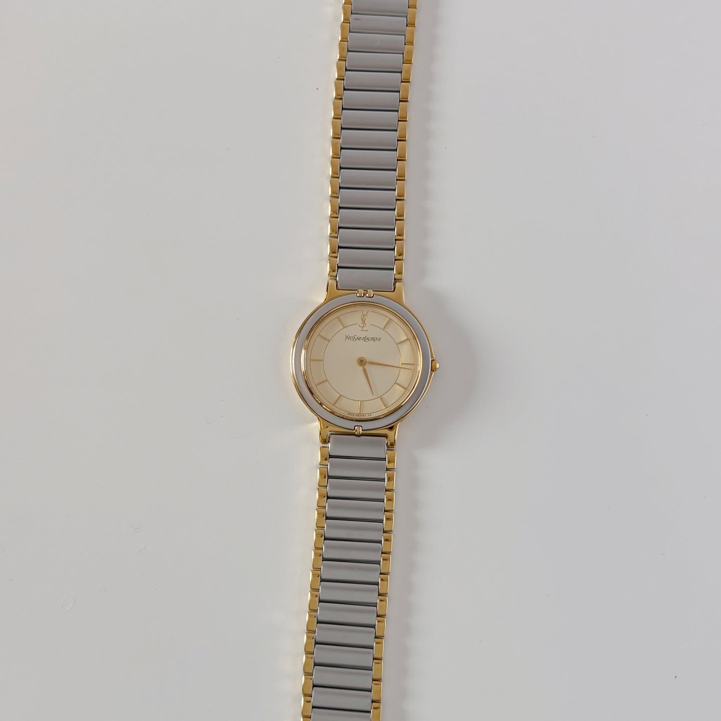 Yves Saint Laurent 1990s Round Dial Gold Plated Two Tone watch (Large)