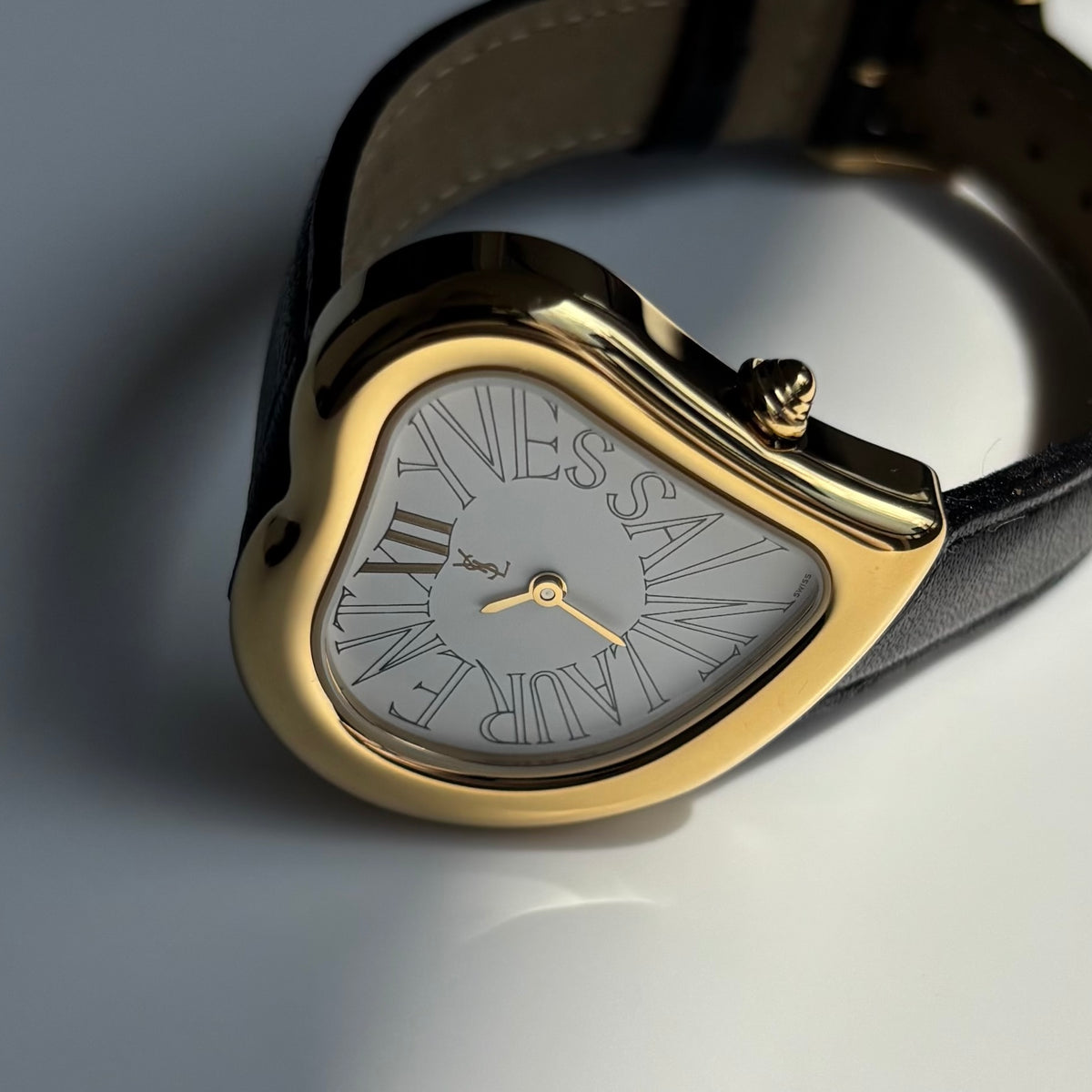 Yves Saint Laurent 1990s Heart Shaped Dial Gold Plated Watch
