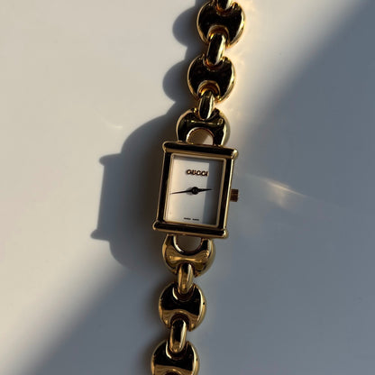 Gucci 1990s Interchangeable Strap Gold Plated Watch with 3 straps, case