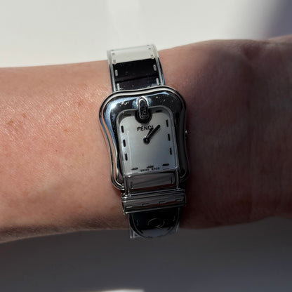 Fendi 1990s Seashell Dial Stainless steel Silver Buckle Watch