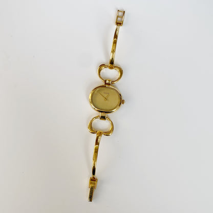 Gucci 1990s Gold Plated Bangle Watch (Small)