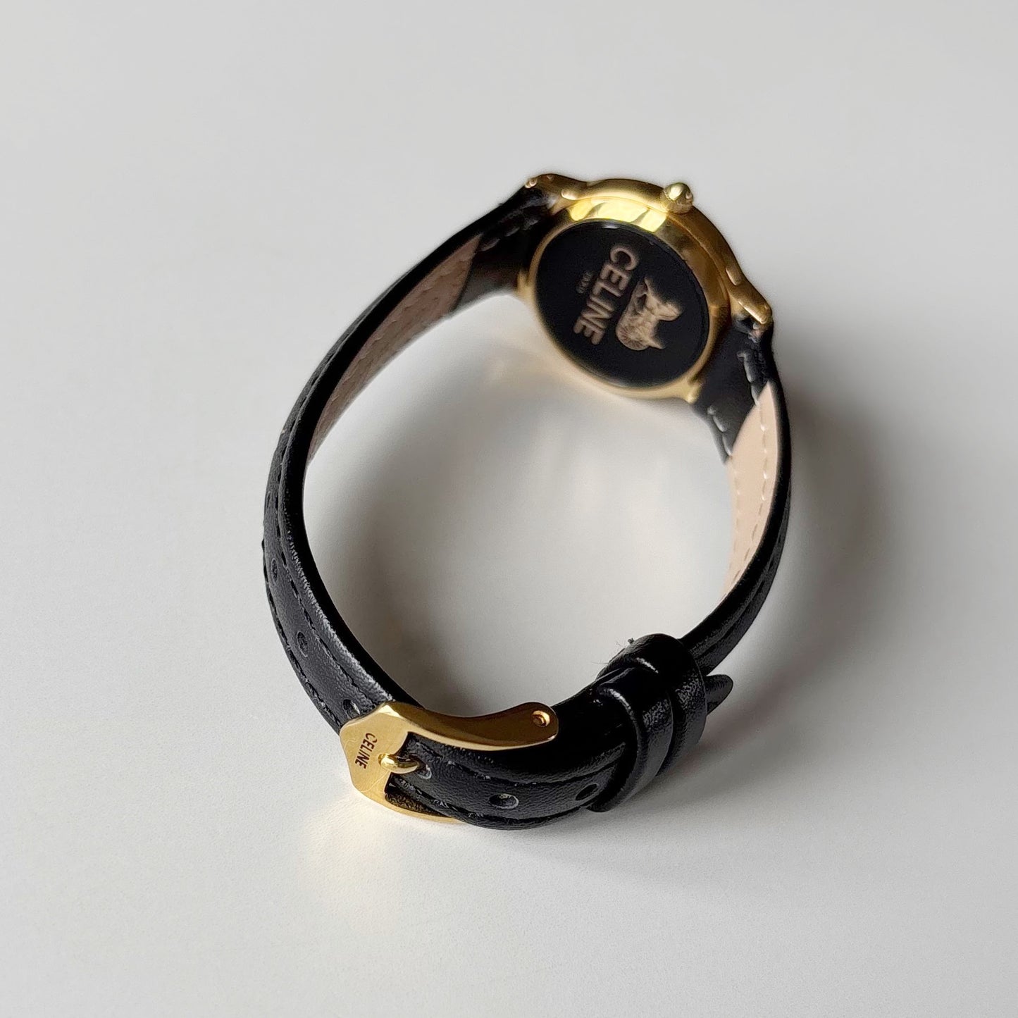 Celine 1980s Round Dial Gold Plated Watch
