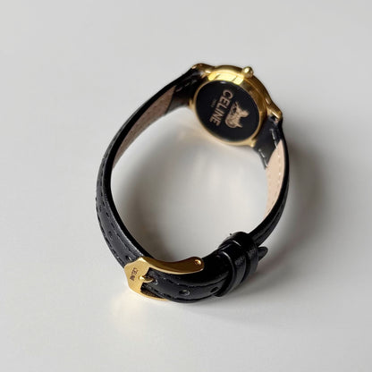 Celine 1980s Round Dial Gold Plated Watch