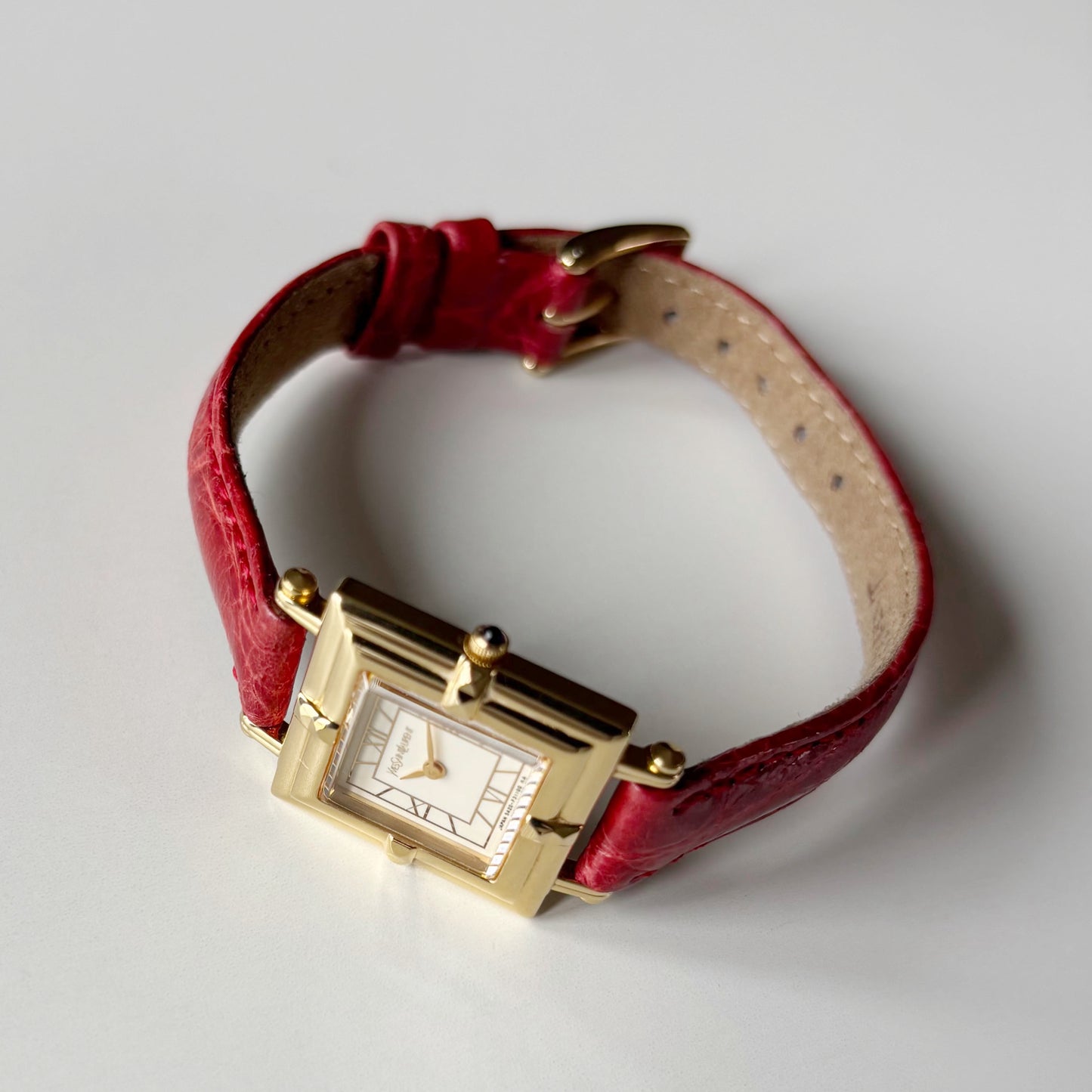 Yves Saint Laurent 1990s Square Dial Gold Plated Watch