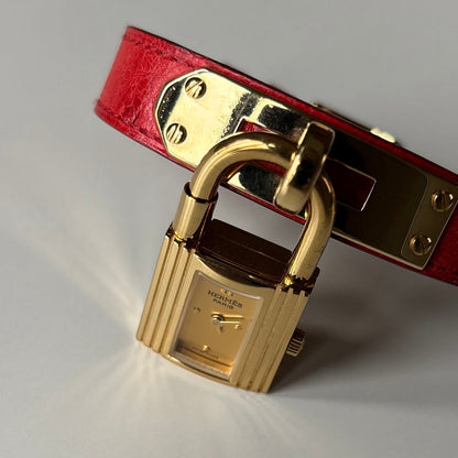 Hermes 1990s Kelly Gold Plated Watch