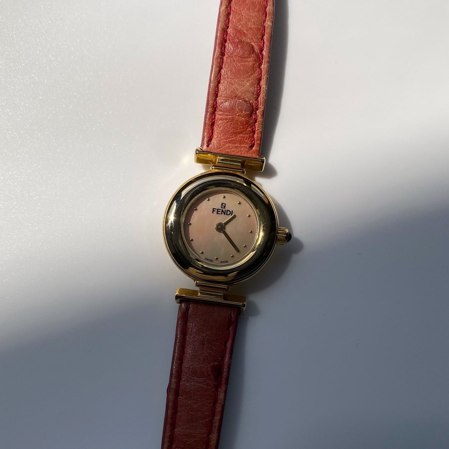 Fendi 1990s Seashell Dial Round Watch