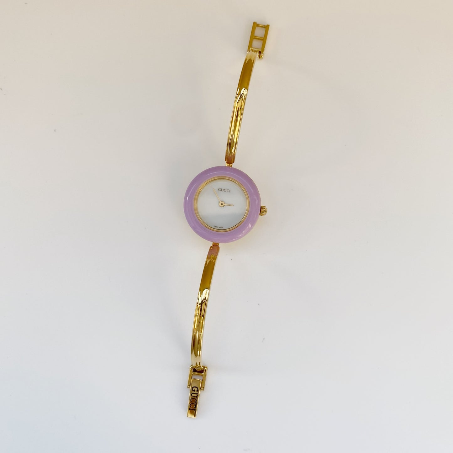 Gucci 1990s Interchangeable Bezel Gold Plated Bangle Watch with 12 bezels, case (Small)