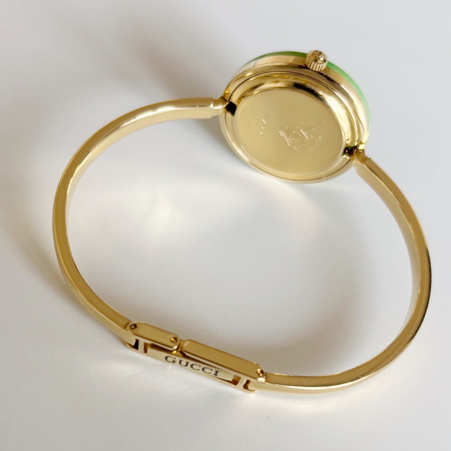 Gucci 1990s Interchangeable Bezel Gold Plated Bangle Watch with 12 bezels, case