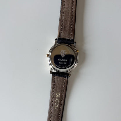Gucci 1990s Date Black Round Dial Two Tone Watch
