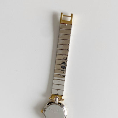 Dior 1990s Navy Dial Gold Plated Two Tone Watch