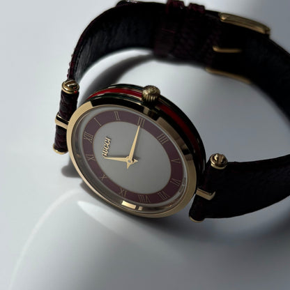 Gucci 1990s Round Dial Red Gold Plated Watch (Large)