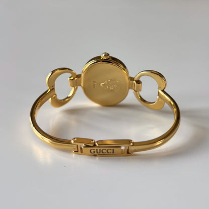 Gucci 1990s Seashell Oval Dial Gold Plated Bangle Watch (Small)