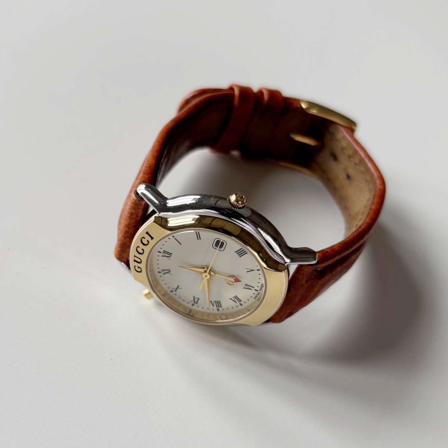 Gucci 1990s Mondiale Round Dial Date Two Tone Watch