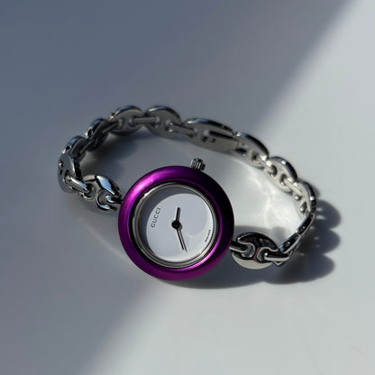 Gucci 1990s Interchangeable Bezel Stainless steel Silver Watch with 6 bezels, case (167mm)