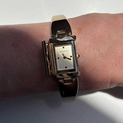 Yves Saint Laurent 1990s Peek-A-Boo Gold Plated Bangle Watch