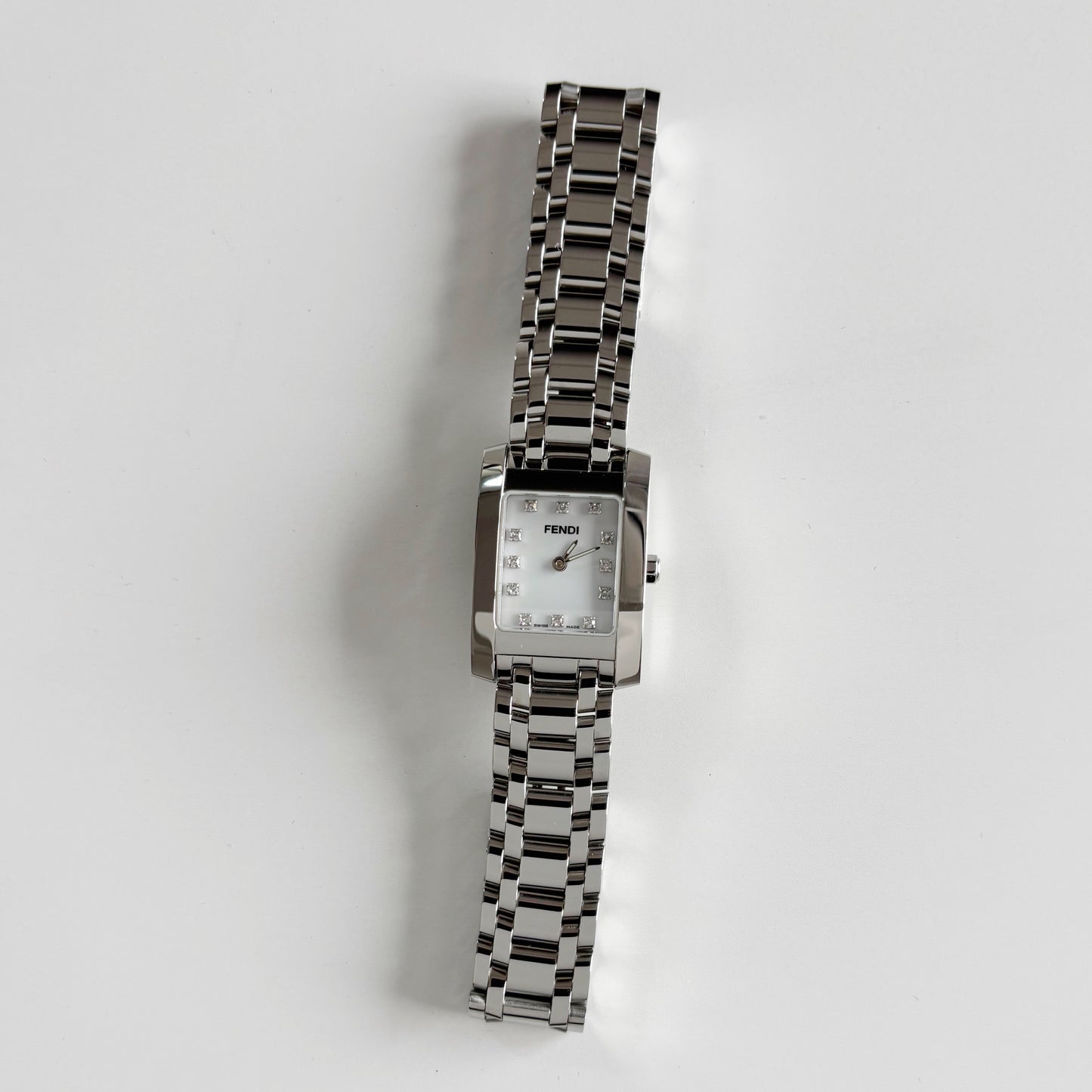 Fendi 1990s Seashell Dial Tank Stainless steel Watch