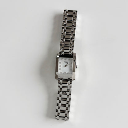 Fendi 1990s Seashell Dial Tank Stainless steel Watch