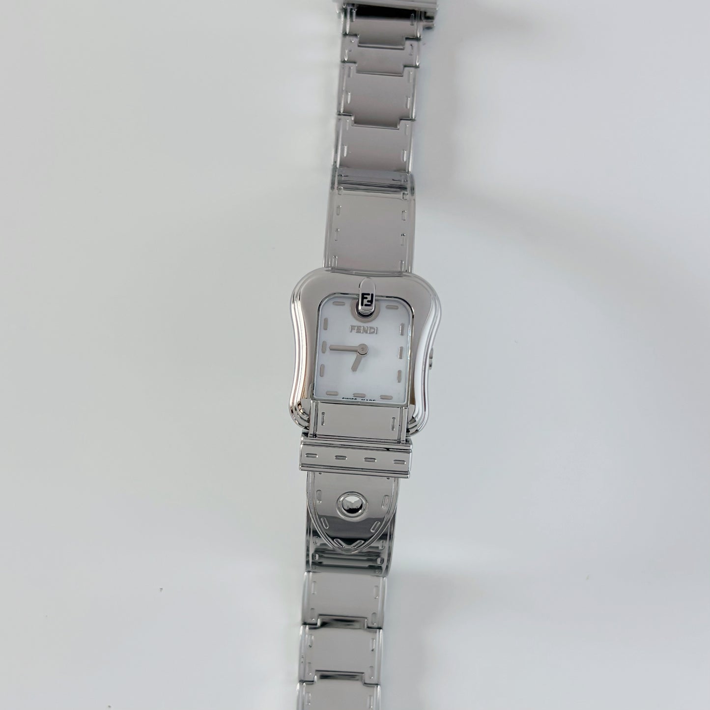 Fendi 1990s Seashell Dial Stainless steel Silver Buckle Watch