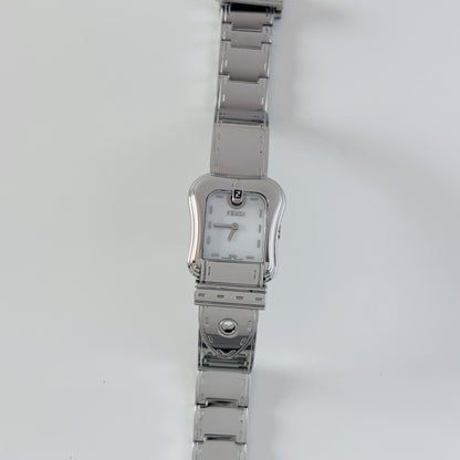 Fendi 1990s Seashell Dial Stainless steel Silver Buckle Watch