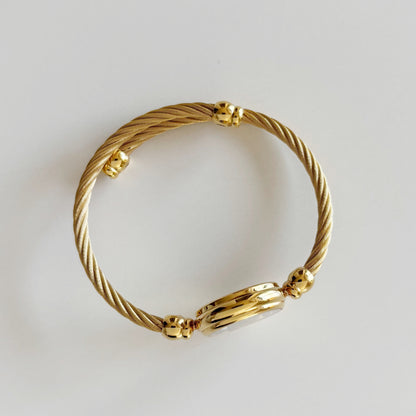 Gucci 1990s Black Dial Gold Plated Cable Bangle Watch