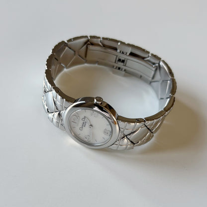Dior 1990s Seashell Round Dial Stainless Steel Watch