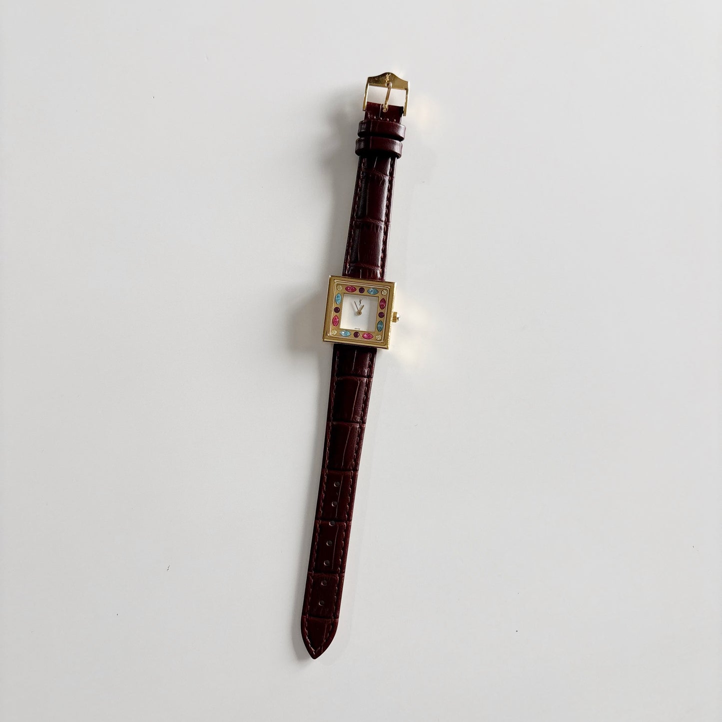 Yves Saint Laurent 1990s Square Dial Gold Plated Watch