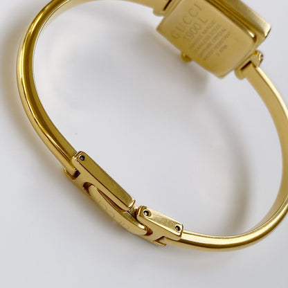 Gucci 1990s Square Gold Plated Bangle Watch