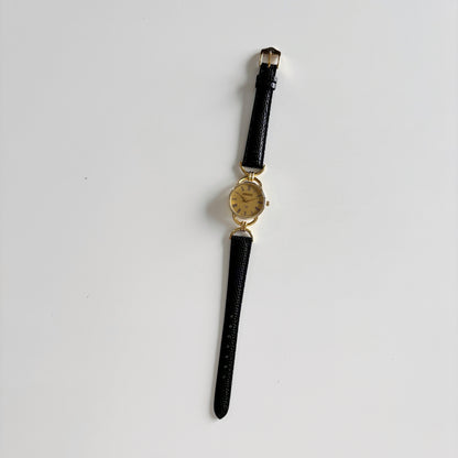 Gucci 1990s Gold Dial Gold Plated Horsebit Watch