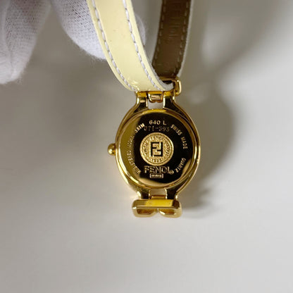 Fendi 1990s Interchangeable Strap Gold-Plated Watch with 9 Straps and Case
