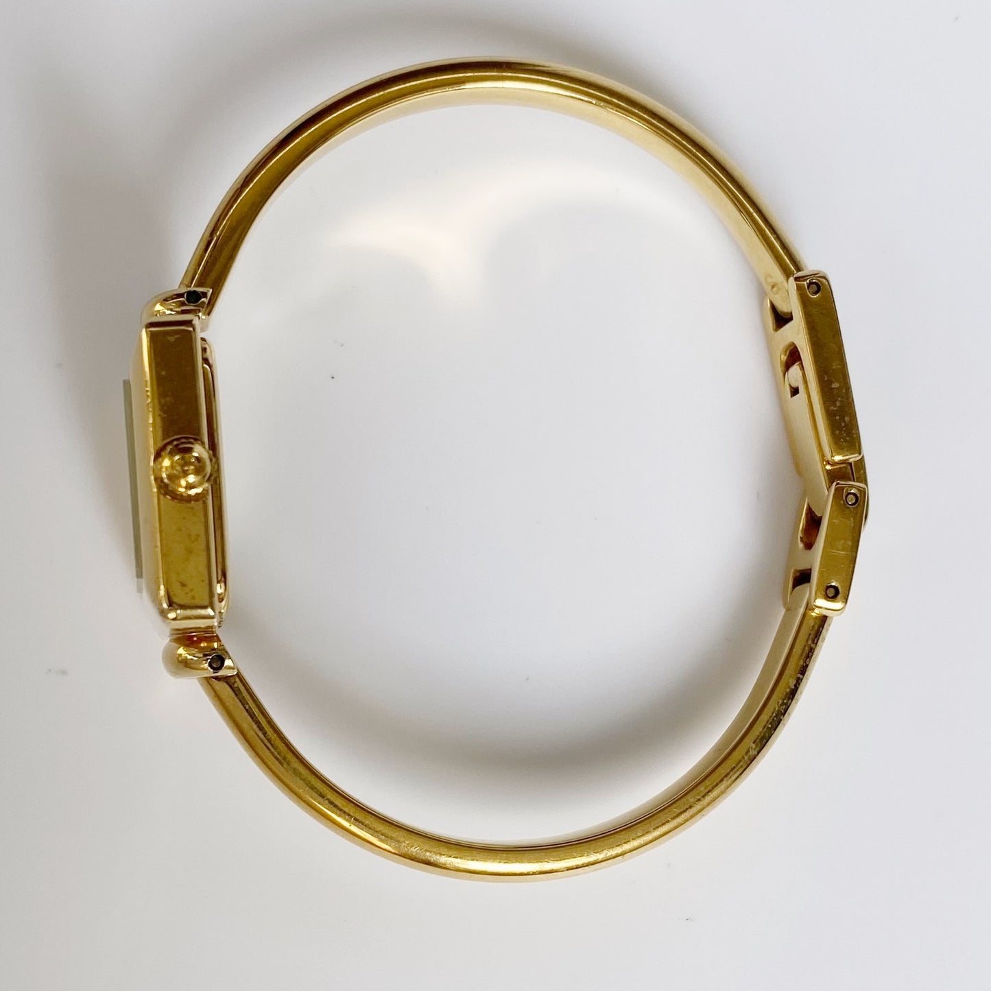 Gucci 1990s Square Gold Plated Bangle Watch