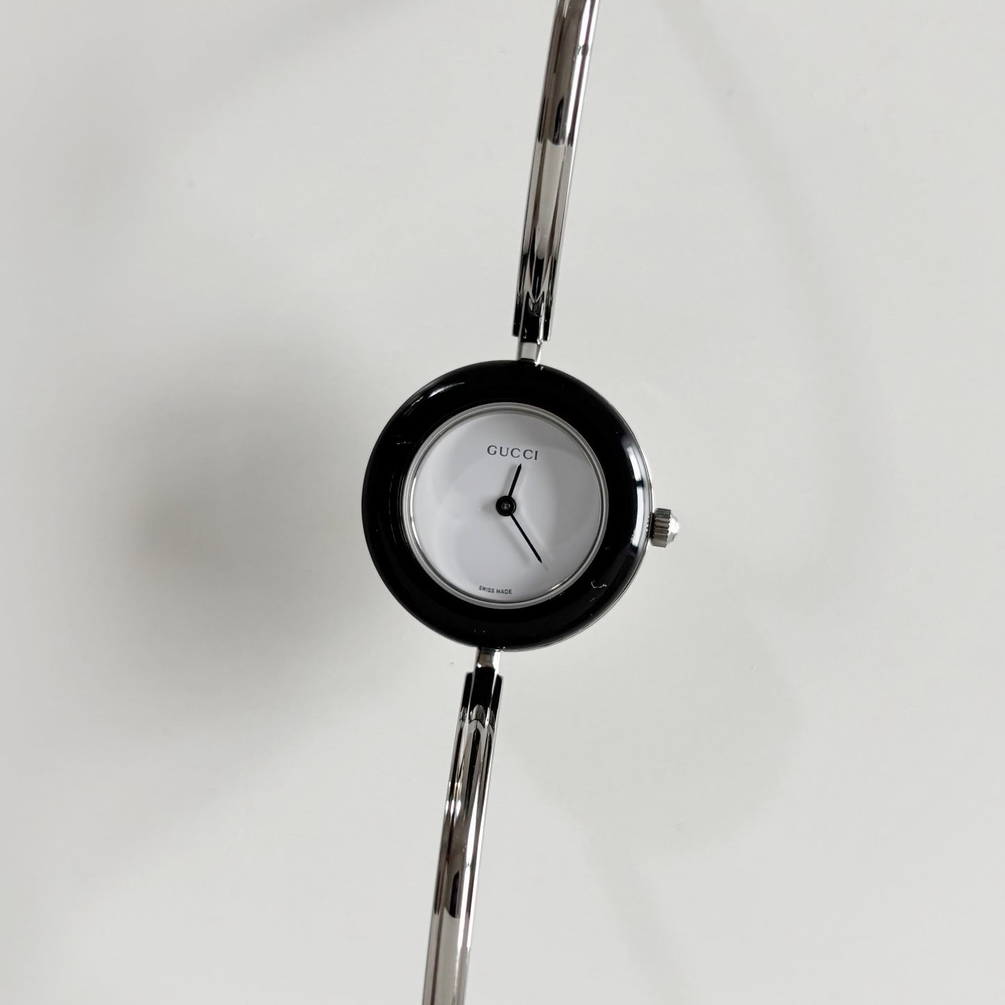 Gucci 1990s Interchangeable Bezel Stainless steel Bangle Watch with 12 bezels, case