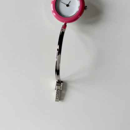 Gucci 1990s Interchangeable Bezel Stainless steel Bangle Watch with case, 12 bezels