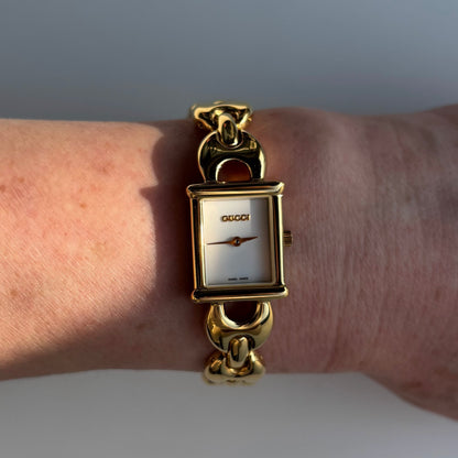Gucci 1990s Interchangeable Strap Gold Plated Watch with 3 straps, case