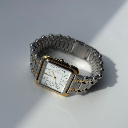 Yves Saint Laurent 1990s Square Dial Two Tone Watch