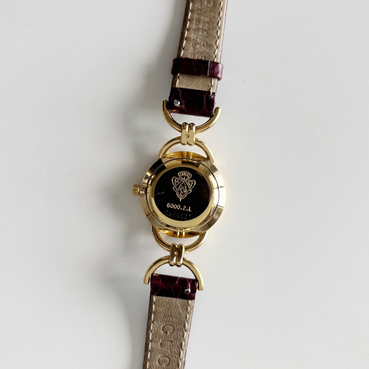 Gucci 1990s Seashell Dial Gold Plated Horsebit Watch