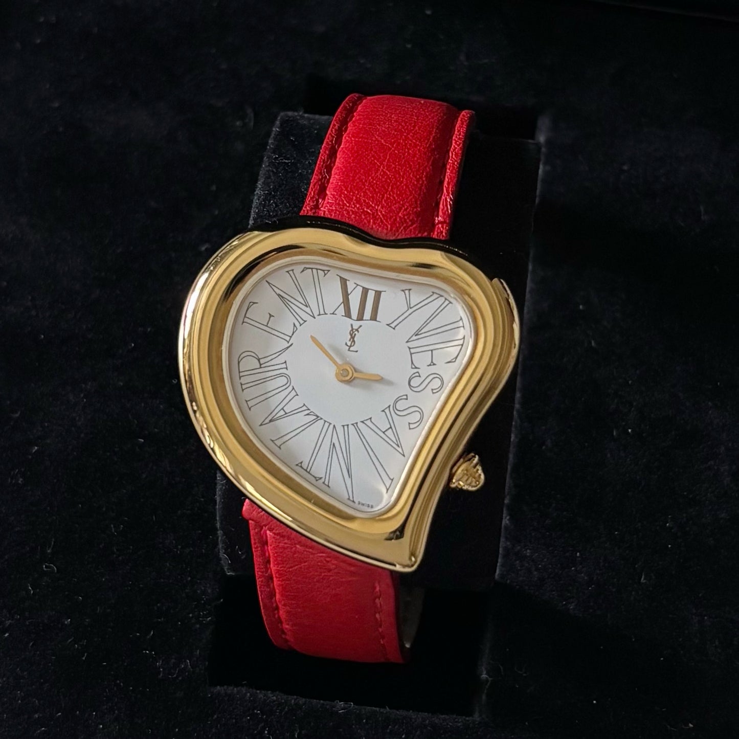 Yves Saint Laurent 1990s Heart Shaped Gold Plated Watch