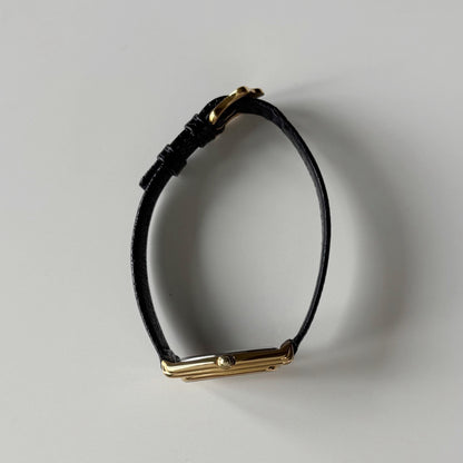Celine 1980s Black Dial Gold Plated Watch
