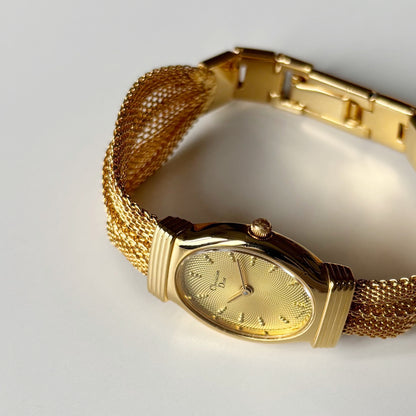 Dior 1990s Gold Oval Dial Gold Plated Watch