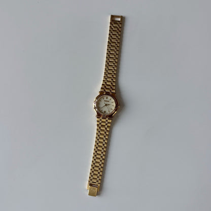 Gucci 1990s Cream Dial Date Gold Plated Watch