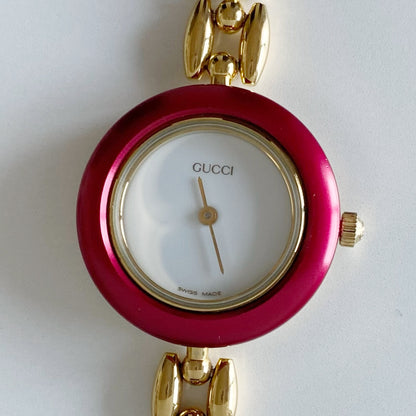 Gucci 1990s Interchangeable Bezel Gold Plated Watch with 6 bezels, case (160mm)